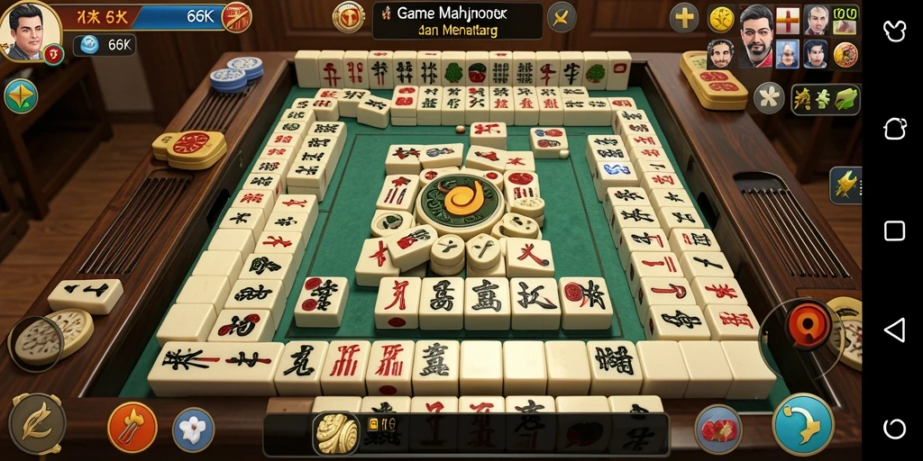 Tangkapan layar permainan Mahjong yang mendebarkan di 66K.