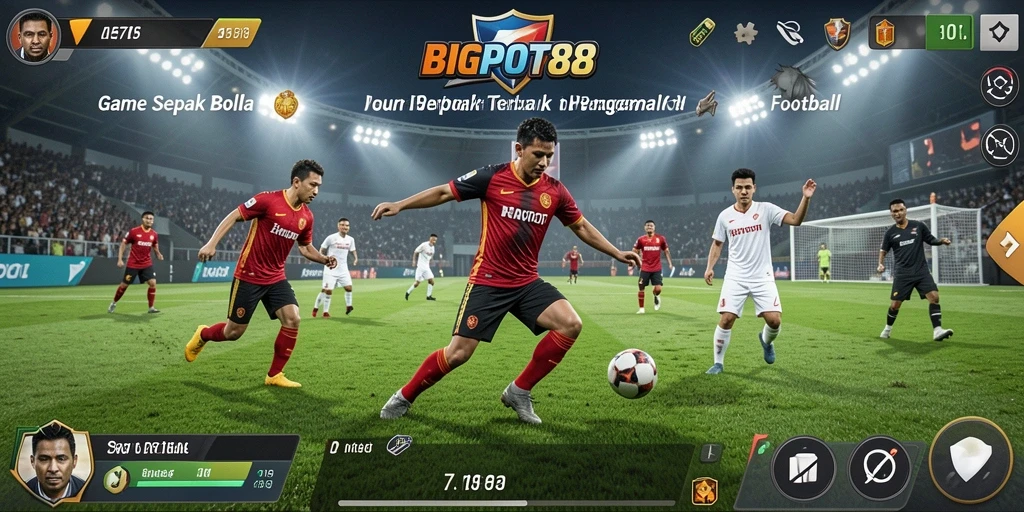 Screenshot gameplay BIGPOT88 yang menampilkan aksi sepak bola seru.