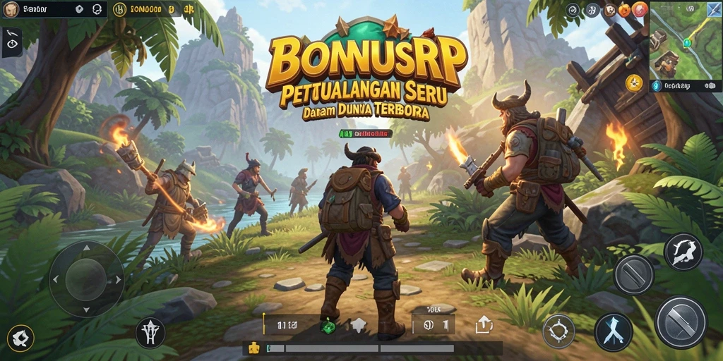 Screenshot BONUSRP menampilkan karakter menjelajahi dunia terbuka yang indah.