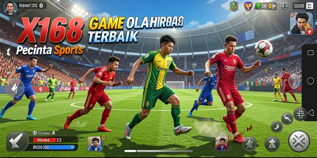 Menampilkan aksi seru dalam permainan olahraga X168.
