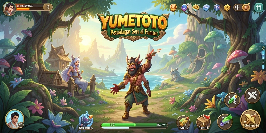Tangkapan layar dari gameplay <strong>YUMETOTO</strong> yang menunjukkan petualangan di dunia yang menakjubkan.
