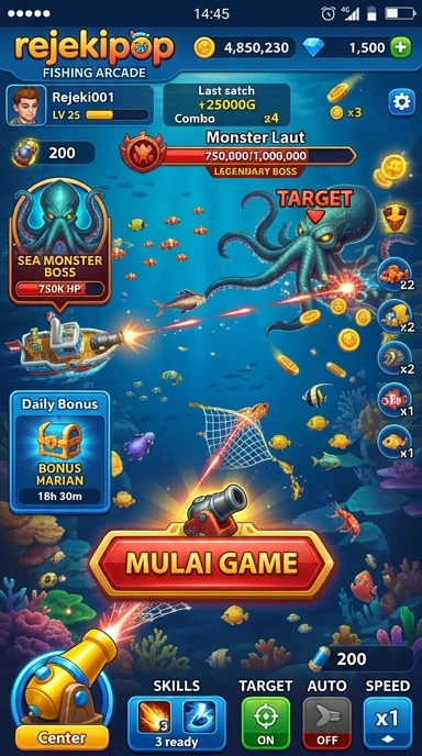 Tampilan awal aplikasi rejekipop yang menarik.